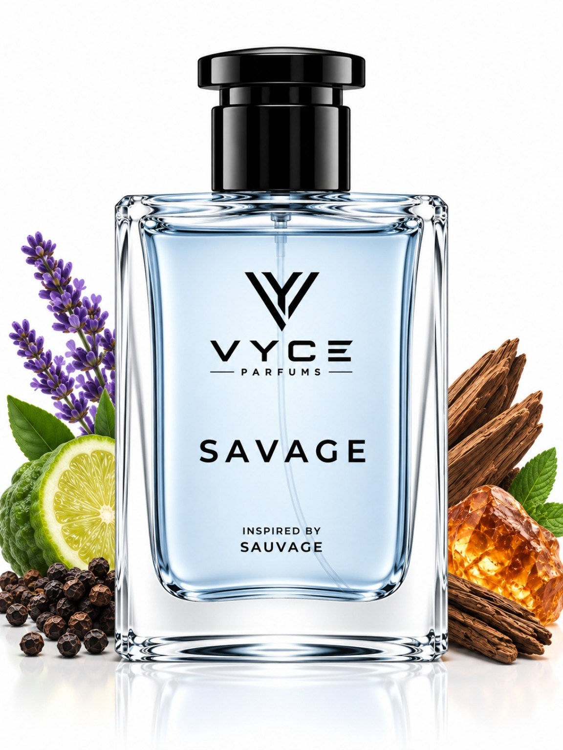VYCE SAVAGE inspired by Sauvage Extrait de Parfum with bergamot, citrus, lavender, pepper, woods and amber
